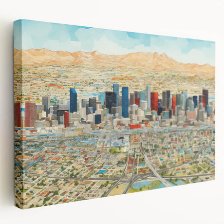 Phoenix valley landscape on large stretched canvas, featuring earthy tones, ideal for kitchen wall art.