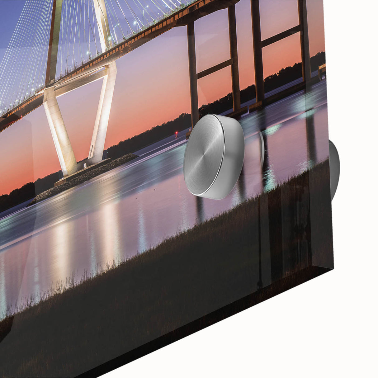 Large abstract wall art of Charleston scenery in muted earth tones on acrylic glass.