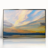 Mid-century modernist art depicting South Carolina scenery in silver-framed acrylic, ideal for nursery wall art.