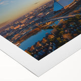Art deco poster of Memphis skyline in muted blue and gray tones on rolled canvas, suitable for dining room wall art.