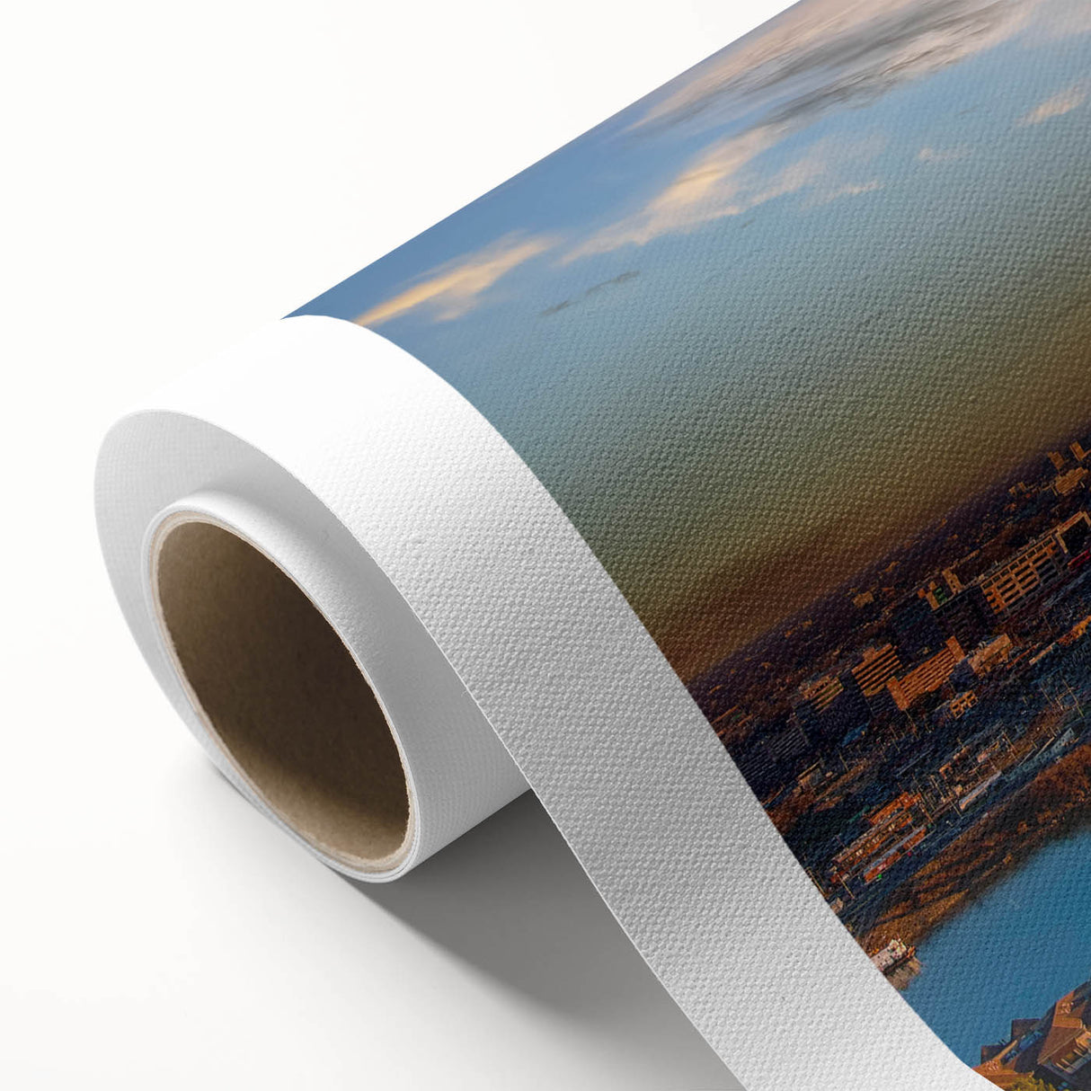 Art deco style Memphis, Tennessee skyline in pastel colors on rolled canvas, ideal for nursery wall art.