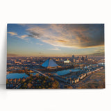 Black and white photo of Memphis skyline on large stretched canvas, ideal for kitchen wall art.