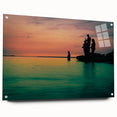 Acrylic print of Dallas skyline in muted gray tones, ideal for dining room decor.