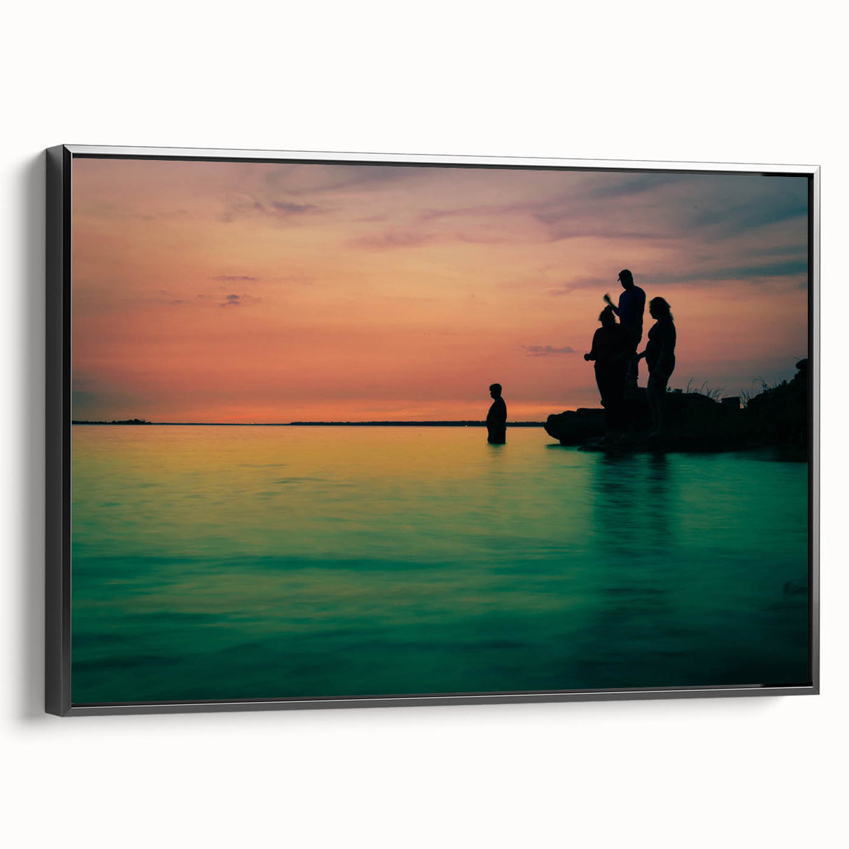 Black and white wall art featuring a vintage poster art style landscape of Dallas, Texas on framed canvas.