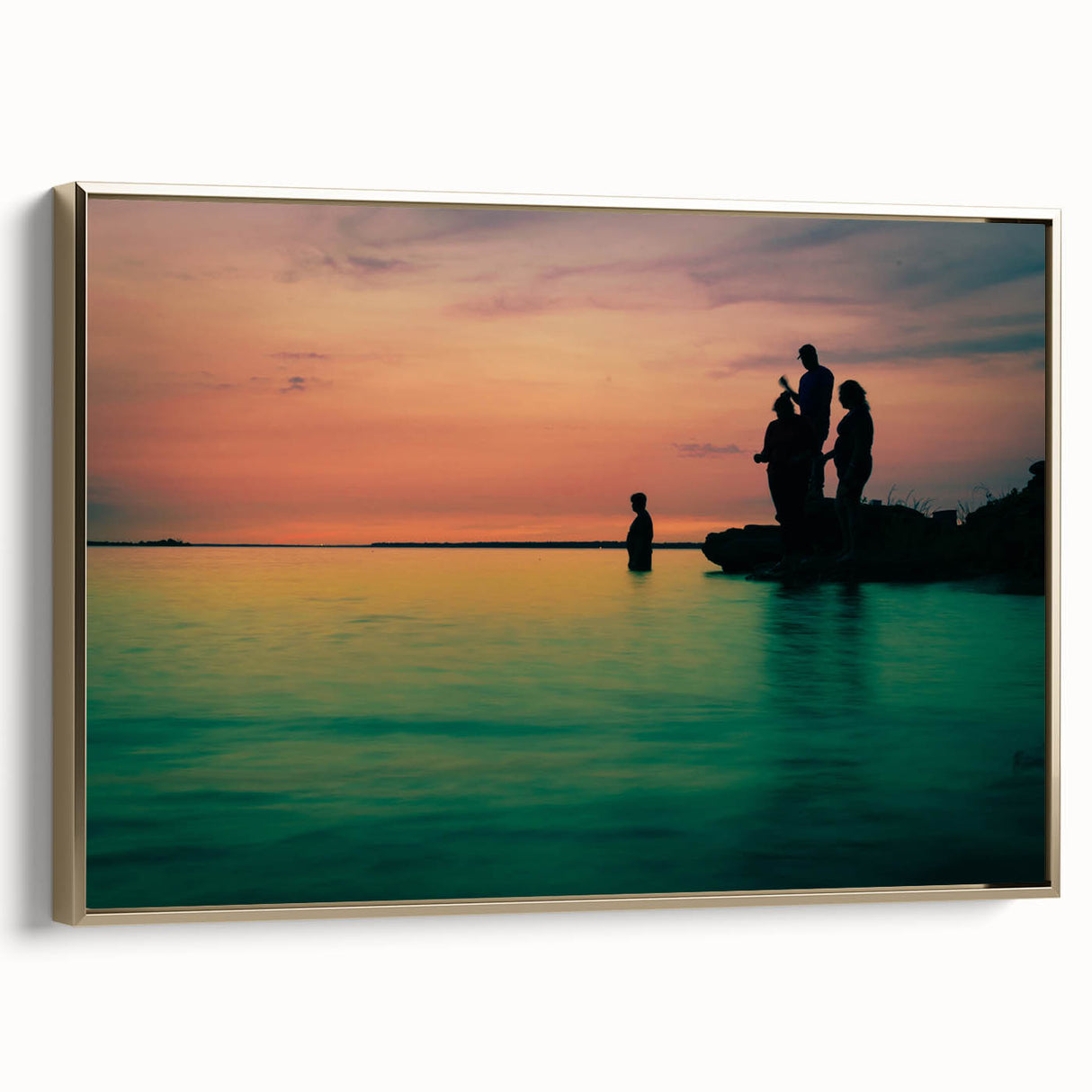 Framed canvas of Dallas landscape in muted gold and black tones, suitable for bedroom wall art.