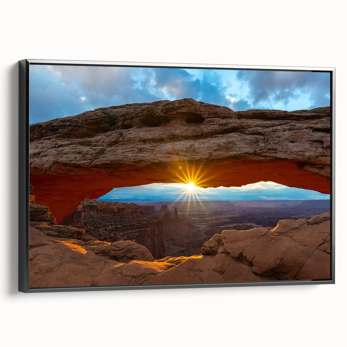 Black and white wall art of Arches National Park on framed canvas, featuring a vintage poster style, ideal for bedroom decor.