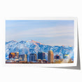 Rolled print of Salt Lake City with floral accents in soft pastel colors, suitable for art wall dining room.