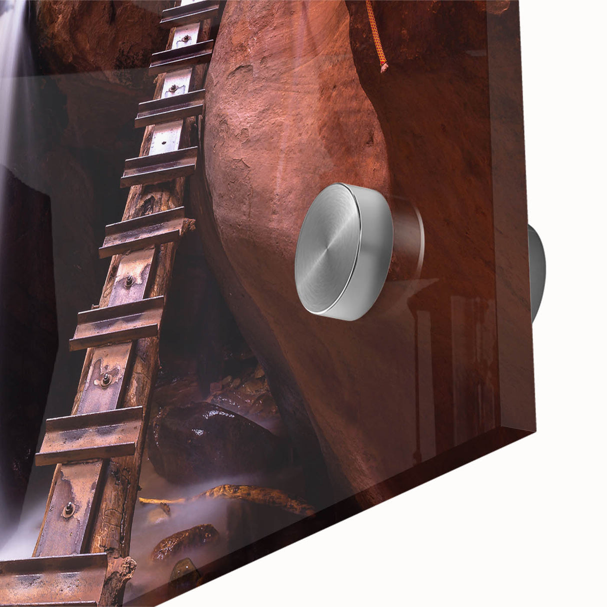 Mid-century modernist large abstract art print of Utah's Zion scenery in muted earth tones on acrylic glass.
