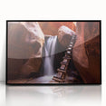 Large abstract wall art depicting Zion National Park in muted earth tones on a black framed acrylic.