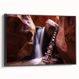 Black and white wall art featuring a Zion National Park landscape on a framed canvas, ideal for bedroom decor.