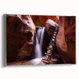 Framed canvas landscape art painting of Zion National Park in vibrant earth tones, ideal for office decor.