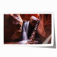 Zion National Park scenery on a rolled canvas print featuring earthy red and green tones, suitable for dining room wall art.