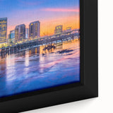 Close-up of textured black wall art depicting a colorful Virginia scenery on a framed canvas, ideal for living room decor.