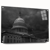 Acrylic print of Washington DC Capitol in muted gray tones, ideal for dining room art.
