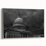 Landscape art painting of the Washington DC Capitol in muted colors on framed canvas, ideal for office decor.