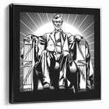 Black and white framed canvas of the Lincoln Memorial in Washington DC, ideal for bedroom wall art.