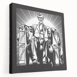 Lincoln Memorial at dusk depicted in muted gray and blue tones on a large stretched canvas, ideal for kitchen wall art.
