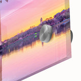 Acrylic print of Washington D.C. monument in abstract style, with muted earthy tones, ideal for dining room art.