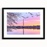 Extra large framed abstract print of Washington DC monuments in vibrant, colorful hues, ideal for living room decor.