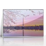 Acrylic print of Washington DC monument in art deco style, framed in white, suitable for modern art wall decor.