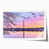 Washington DC monument scene in muted gray tones on a rolled print, suitable for art wall dining room.