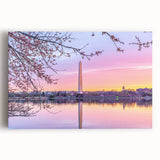 Black and white print of Washington DC monuments on stretched canvas, ideal for kitchen wall art.