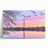 Black and white stretched canvas of Washington DC monument, ideal for kitchen wall art or bedroom decor.