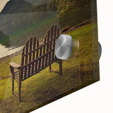 Large abstract depiction of Olympic scenery in pastel shades on acrylic glass.