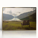 Framed acrylic print of Olympic National Park with lush greenery and golden accents, suitable for modern art wall decor.