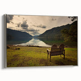 Landscape art painting of Olympic National Park with colorful forest and mountain, framed in silver on canvas.