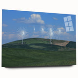 Large abstract wall art of the Palouse region in Washington on acrylic glass, featuring earthy green and brown tones.