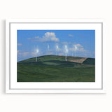 Abstract art print of Palouse, Washington in muted earth tones, framed with a white mat, suitable for dining room decor.