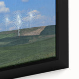 Black wall art featuring a textured, colorful depiction of the Palouse scenery on a framed canvas.