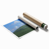 Extra large rolled print of Palouse, Washington scenery with vibrant green fields, ideal for classy bathroom wall art.