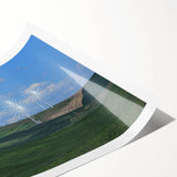 Extra large wall art featuring line art flowers in muted earth tones on a rolled canvas.