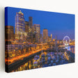 Large art print of Seattle skyline in muted gray tones on stretched canvas, suitable for kitchen wall decor.