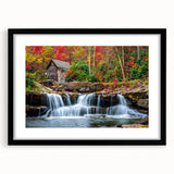 Extra large abstract art print featuring a colorful, textured depiction of West Virginia scenery on a framed canvas.