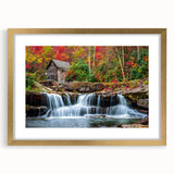 Extra large abstract art print of West Virginia scenery in gold frame, using textured.