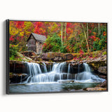 Black and white framed canvas featuring a vintage West Virginia landscape, suitable for bedroom decor.
