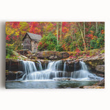 Black and white stretched canvas of West Virginia landscape, ideal for kitchen wall art.