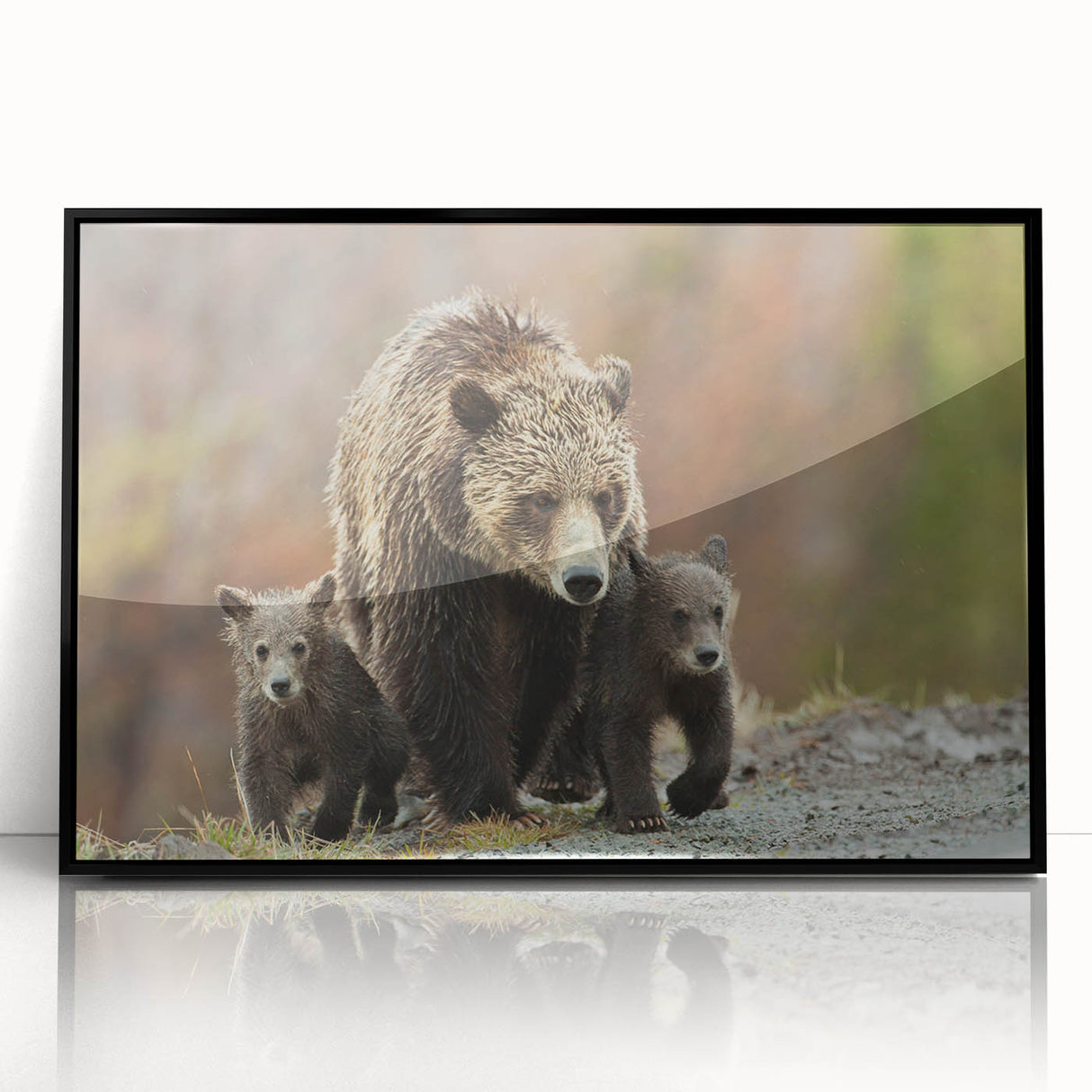 Large abstract wall art depicting the Grand Tetons in Wyoming, framed in black acrylic, ideal for modern art wall decor.