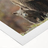 Art deco poster of the Grand Tetons in muted earth tones on rolled canvas, suitable for dining room decor.