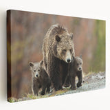 Grand Tetons landscape on stretched canvas, showcasing muted earth tones, ideal for kitchen wall art.