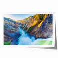 Yellowstone National Park scenery on a rolled print, featuring a blend of earthy tones, ideal for art wall dining room.