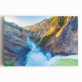 Black and white photograph of Yellowstone Park on stretched canvas, ideal for kitchen wall art.