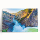 Black and white photo of Yellowstone scenery on large stretched canvas, ideal for kitchen wall art.