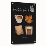 Large abstract wall art depicting fall colors on acrylic glass, ideal for bedroom or dining room decor.