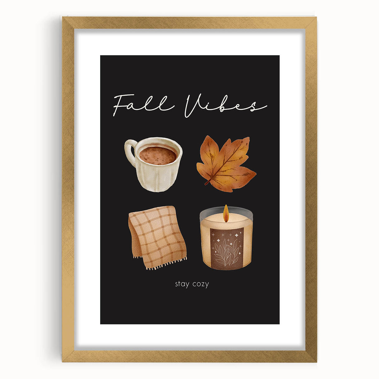 Extra large abstract art print with textured autumnal hues in a gold frame, ideal for living room decor.