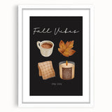 Abstract art print of fall foliage in muted orange and brown tones on a white framed canvas, suitable for dining room decor.