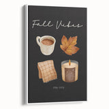 Extra large framed canvas featuring vintage poster art of autumn leaves in vibrant red and orange tones.